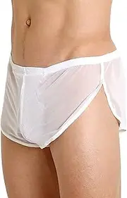 [Generic] Bra Lingerie Pack Men's Sexy Underwear Mesh Breathable Underpants Mens Mesh Shorts See Through with Large Split Rose Lingerie Bodysuit