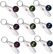 BRIGHTFUFU 9Pcs Bowling Ball Camouflage Keychain for Bowling Lovers Portable Accessories for School Bags and Team