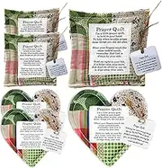 CCSmall 6 Pcs Mini Pocket Prayer Quilts with Cross Inside, Handmade Vintage Scripture Heart Quilt Squares Christian Gifts for Women Easter Mother's Day Sympathy Pastor Appreciation Remembrance
