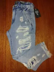 PRPS Monte Carlo Slouch taper womens 26 X 23 denim jeans blue distressed patch