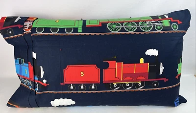 Hand Crafted 100% Cotton Pillow Case Standard/Queen Size, Thomas the Train