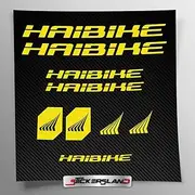 Sticker Set Compatible with Frame MTB Mountain Bike and Helmet | Decals Stickers for Bicycle Lettering Logos | Stickersland® - Haibik (Gloss Yellow)