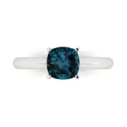 1.5 ct Cushion Cut Topaz Gemstone Solitaire Ring White Gold, Anniversary Gift