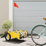 Bike Trailer Yellow Oxford Fabric and Iron,Bike Trailer Cargo in Steel Frame,ExtraStorage Carrier with Hitch