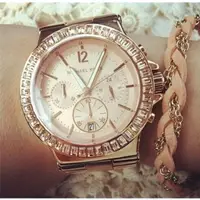 在飛比找旋轉拍賣優惠-美國直郵代購Michael Kors MK手錶鑲鑽玫瑰金三眼