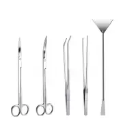 Aquarium Tool Kit Stainless Steel Aquatic Plant Tweezers Scissors Spatula Set - 5pcs