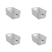 4PK Boxsweden Mesh Plastic Basket Wood Handle Large 35x22x16cm Assorted