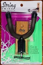 String Swing Guitar Wall Mount Hanger Oak Wood Hardwood NEW CC01