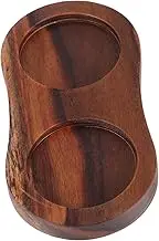DECOMELODY Sturdy Pepper Grinder Stand 2 Slot Salt Pepper Organizer Tray Wooden Spice Rack
