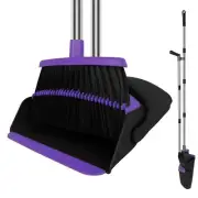 Broom and Dustpan Set Upright 50-In Long Handle Self Cleaning for Home Kitchen