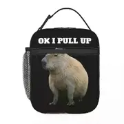 i2323 Ok Saya Pull Up Capybara Thermal Insulated Lunch Bag Women Animal Pet Portable Lunch Tote for School Multifunction Food Box swg3555