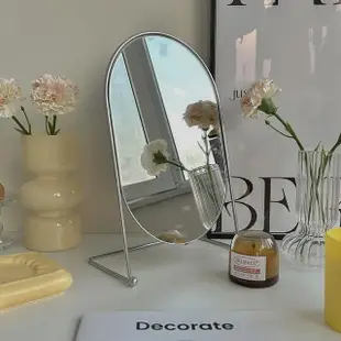 【zozo】韓系金屬化妝鏡(可調式化妝鏡 大鏡面 桌面化妝鏡 鏡子 梳妝鏡 桌上鏡 美妝鏡 居家裝飾)