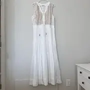 Floral Boho Embroidered Sundance Sleeveless Maxi Dress Large NWT Ivory Honeymoon