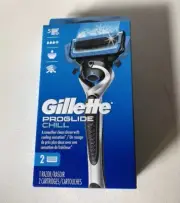 Gillette ProGlide Chill Men’s 1 Razor Handle + 2 Razor Blade Refill Cartridges.