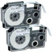 2 PK XR-12WE 12mm Black on White Label Tapes for EZ-Label Printer KL-C500 1500
