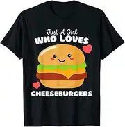 [X.Style] Just A Girl Who Loves Cheeseburgers - Cute Girls Burger ds666 T-Shirt Black