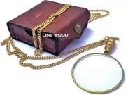 Vintage Brass Magnifying Glass Necklace Chain Library Reading Magnifying Glass