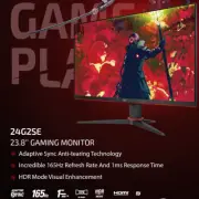 AOC 23.8' IPS, FHD, Adaptive Sync,1ms, 165Hz , 1xVGA, 2x HDMI 1.4, 1x DP 1.4, Bo