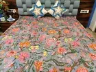 Indian Cotton Kantha Handmade Quilt Bed Cover Bedspread Kantha Quilt