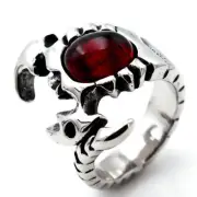 Vintage Blood Stone Scorpion King Ring Stainless Steel Men's Retro Jewelry Ring