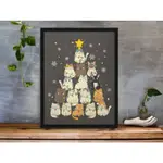 聖誕樹 可愛 貓咪 牆藝術 帆布 繪畫 海報  畫芯噴繪 無框畫 裝飾畫 背景墻掛畫