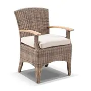 Sahara 10 Seat Outdoor Teak Top Dining Table and Kai Wicker Chairs Patio Setting - Outdoor Wicker Dining Settings
