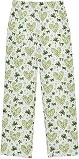 [ZZXXB] Shamrock Love Heart Rosette Boys Long Pants Soft Trousers Elastic Waist Kids Lounge Bottoms with Pockets S-XL