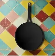 Roca High Grade Cast Iron Roti Tawa/Tava | Crepe Pan 26cm, Black