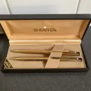 Sheaffer White Dot 23k Gold Electroplated Rollerball Pens & Pencil set In Box
