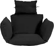 Outdoor Swing Chair Cushion with Head Pillow Thicken Cocoon Egg Hammock Chair Pads for Garden Patio Removable Cover Black KeYJ