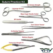 Suture Practice Training Kit Surgical Needle Holders Forceps Tweezers Scissors