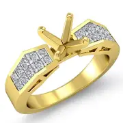 1.00Ct Princess Diamond F VS1 Engagement Invisible Setting 14k Gold Yellow Ring