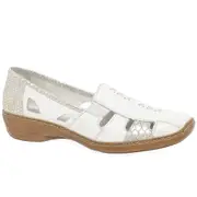 Rieker Denise Slip On Vamp Shoes White/white Print 5 Uk/38 Eu