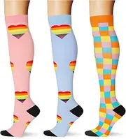 [Saniripple] (3 pairs) Compression Socks 20-30 mmHg Long Socks for Women and Knee High Socks Best Support for Women