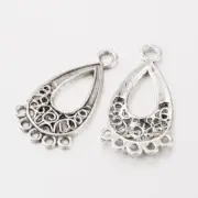 4 Chandelier Earring Findings Antiqued Silver Teardrop Dangle Findings 28mm