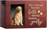 Urn for Dog Ashes | Wooden Cat Urn Photo Display,Dog Cremation Box for Ashes, Pet Memorial Box for Cats Dogs Medium Large Breeds
