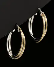 14K Italian Gold Two-Tone Interlocking Hoops