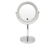 Led Light Makeup Mirror Round Double Sided Magnifying Mirror Standing Mirror For Home Bathroom