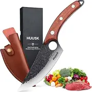 Professional Butcher Knife Handmade Forged Kitchen Chef Knife Full Tang High Carbon Clad Steel Butcher Cleaver with Leather Knife Sheath