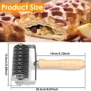 Lattice Cutter Stainless Steel Dough Lattice Roller with Wooden Handle SttCx