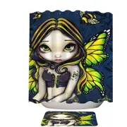 Cute Art Bumblebee Tattoo on Butterfly Fairy Shower Curtain