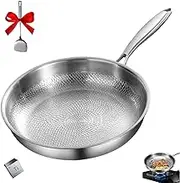 Titanium Hammered Pan Pro with Lid, Taimas Titanium Pan, Scratch-Resistant Non Stick Titaniums Nutri Pans, 2025 Ultra-Durable Nonstick Frying Pan (Without lid 10.23in)