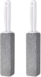 2Pcs Toilet Bowl Pumice Cleaning Stone, Hard Water Ring Cleaner, Iron and Rust Remover Brush With Handle, Limescale Remover for Tile, Bathroom, Kitchen