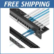 24 Port Cat6 Network Patch Panel with Inline Keystone, Gold-Plated Connectors