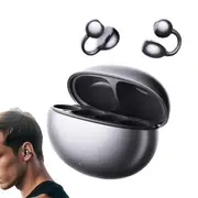 Clip-On Open Ear Bluetooth 5.4 Earbuds with C-Shaped Bridge and IPX4 Waterproof-Black