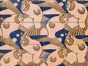 Tumbled Marble Mural Art Nouveau Backsplash Tile #514