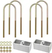 Racewill 2 inch Universal Leaf Spring Lowering Block Kits, 5" Length x 2-1/3" Width Blocks, with 4 Pack Heavy Duty Galvanized U-Bolts