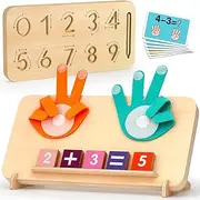 Educational Toys for 3-5 Year Old, Double-Sided Math Manipulatives Number Counting Blocks Writing Practice Board for Kids, Preschool Learning Montessori Toys for Toddlers 2-4 Years