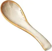 Spoon 4 Pieces Set Ceramic Dessert Ladle Elegant Kitchen Table Tableware Kiln Change Ceramic Soup Ladle Restaurant Household Kitchen Ceramic Small Soup Ladle Cuchara(Beige)