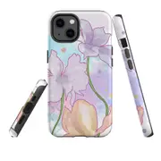 For Apple iPhone 13 Case, Armour Back Cover, Watercolour Floral